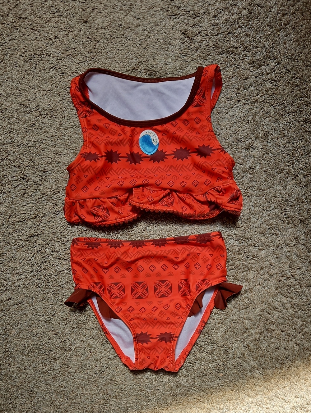 Disney Moana Patterned Girls' Two-Piece Swim Set - NWOT